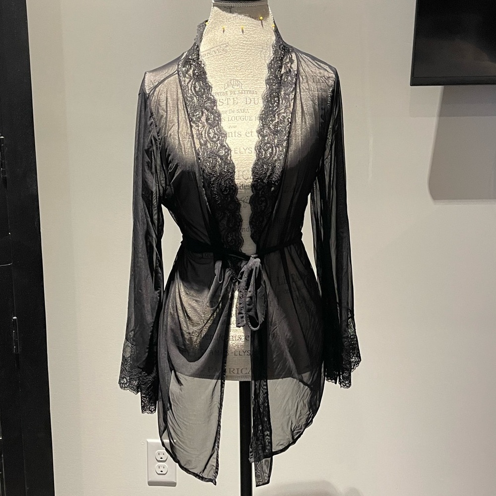 Fashion Nova black sheer robe
